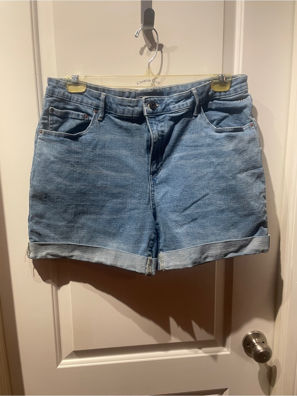 Tommy Hilfiger Light Blue Denim Roll-Hem Shorts